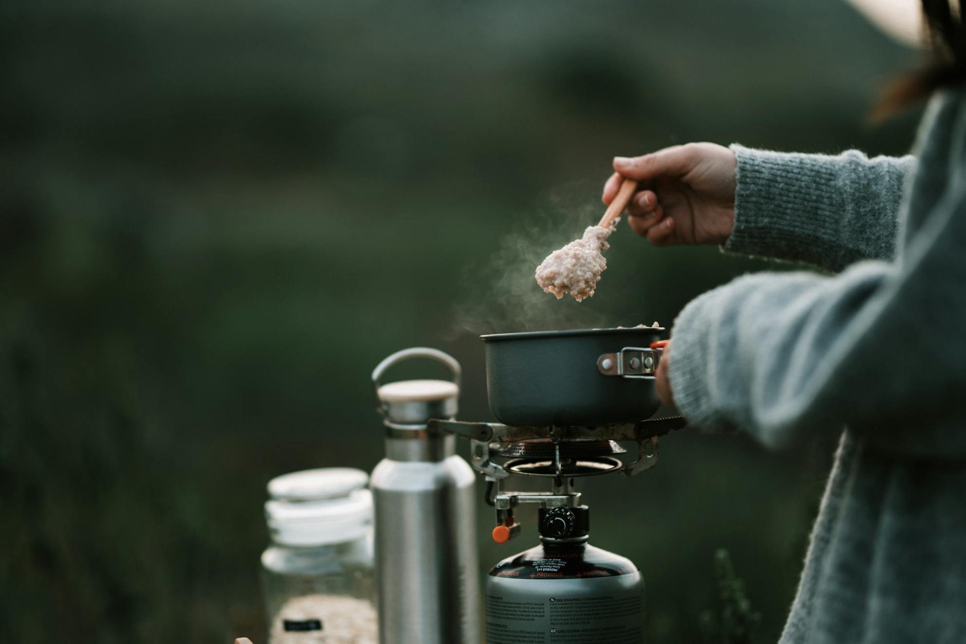 a person cooking oatmeal