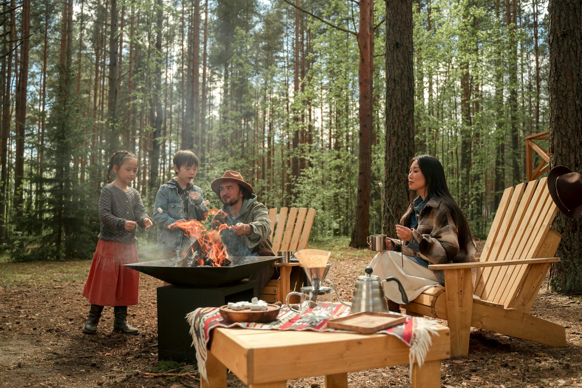 a family in a camping trip