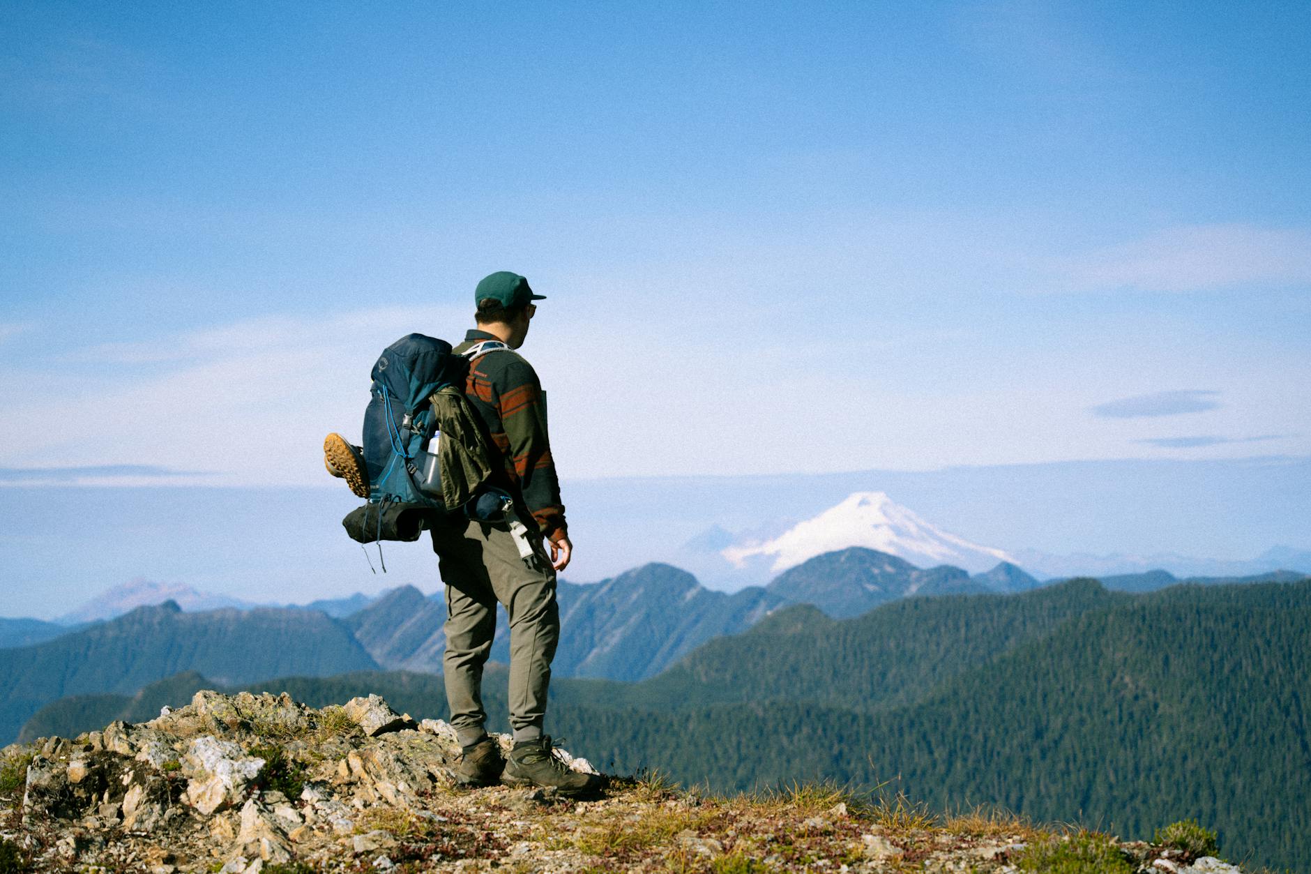 hiker exploring scenic mt baker view in washington